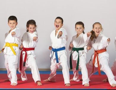 Kids practising Taekwondo